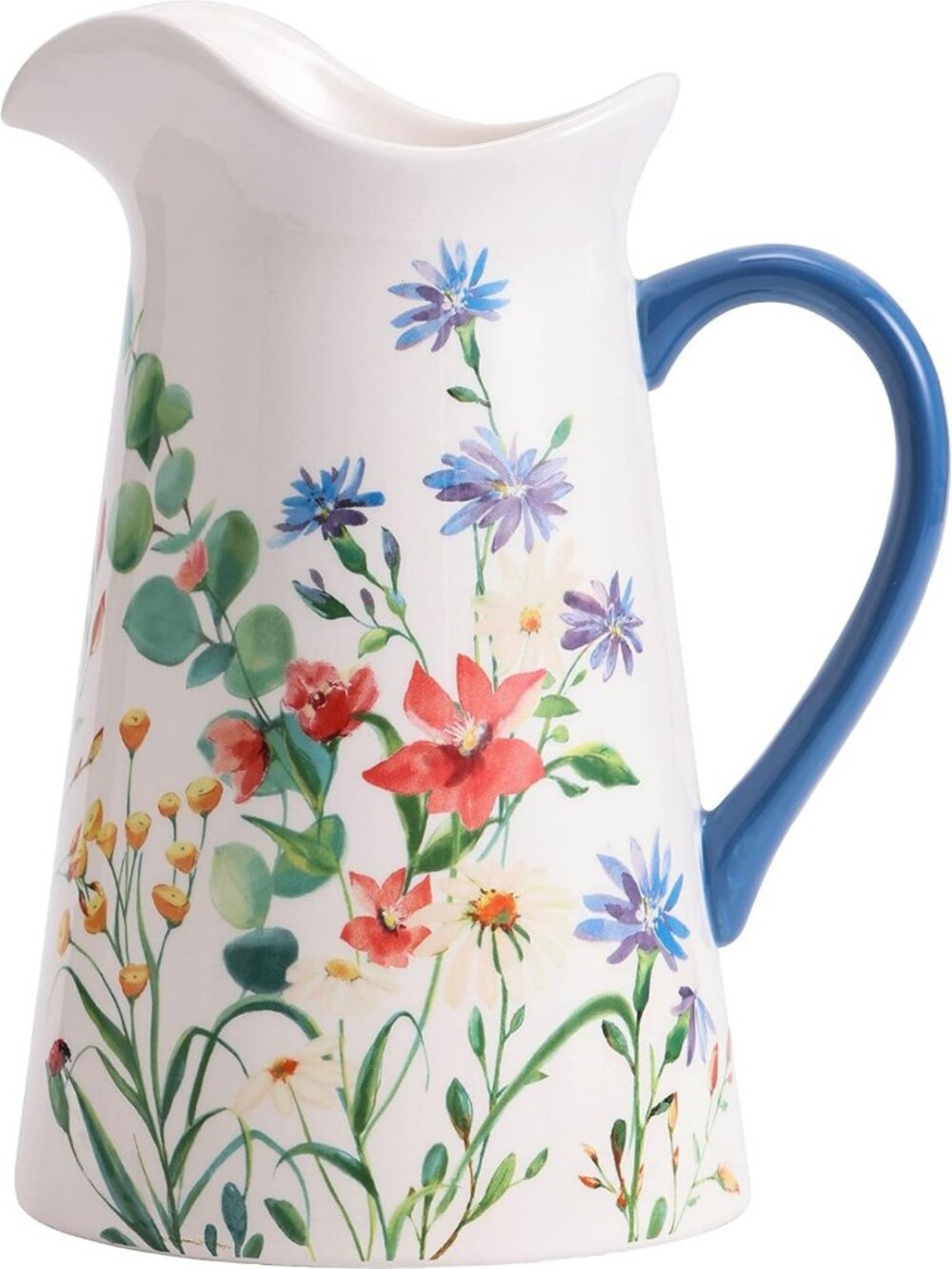 Summer Provence 2.5Qt Ceramic Pitcher & Decorative Vase for Flowers, Dishwasher